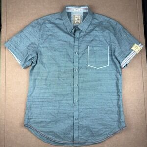 Alexander Julian Shirt Men XXL Blue Stretch Casual Button Up Short Sleeve Modern